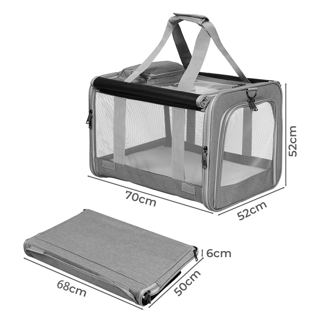 Pawz 3 in 1 Pet Soft Crate Dog Cat Carrier XL Size Grey-1954802466411384833
