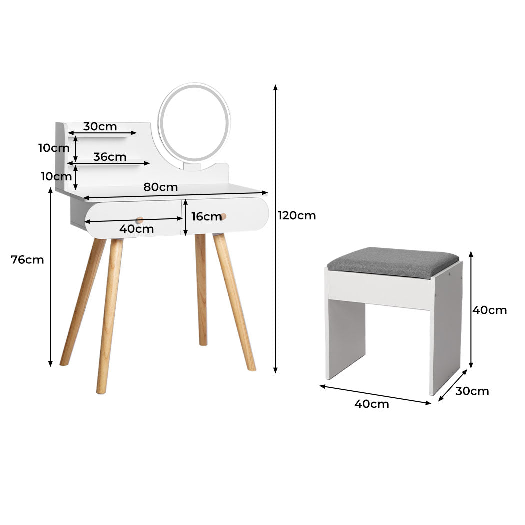 Levede Dressing Table Stool LED Mirror-1917016717154979841