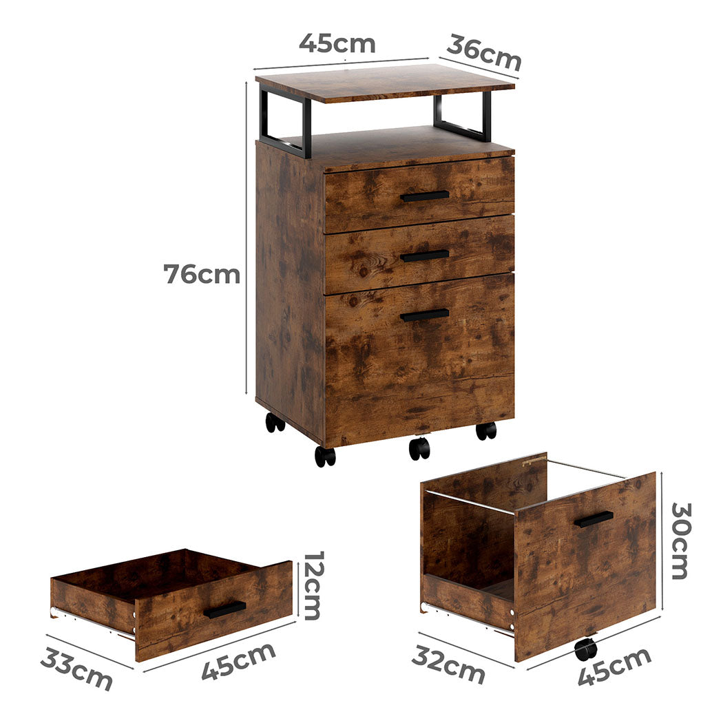 Levede Mobile File Cabinet 3 Drawers Home Office Desk-1973193600179245057