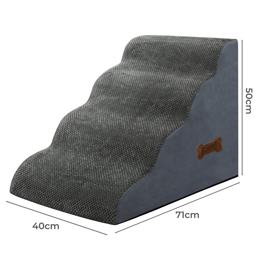 Pawz 4 Steps Pet Stairs Dog Ramp High Density Foam Grey-1954802479988346882