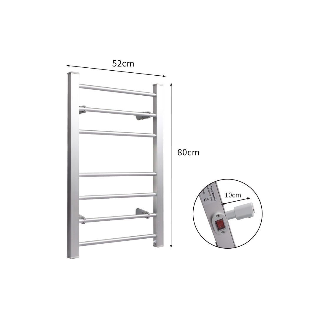 Heated Towel Rail Warmer Rack Wall Mounted Silver-1919892896757190658