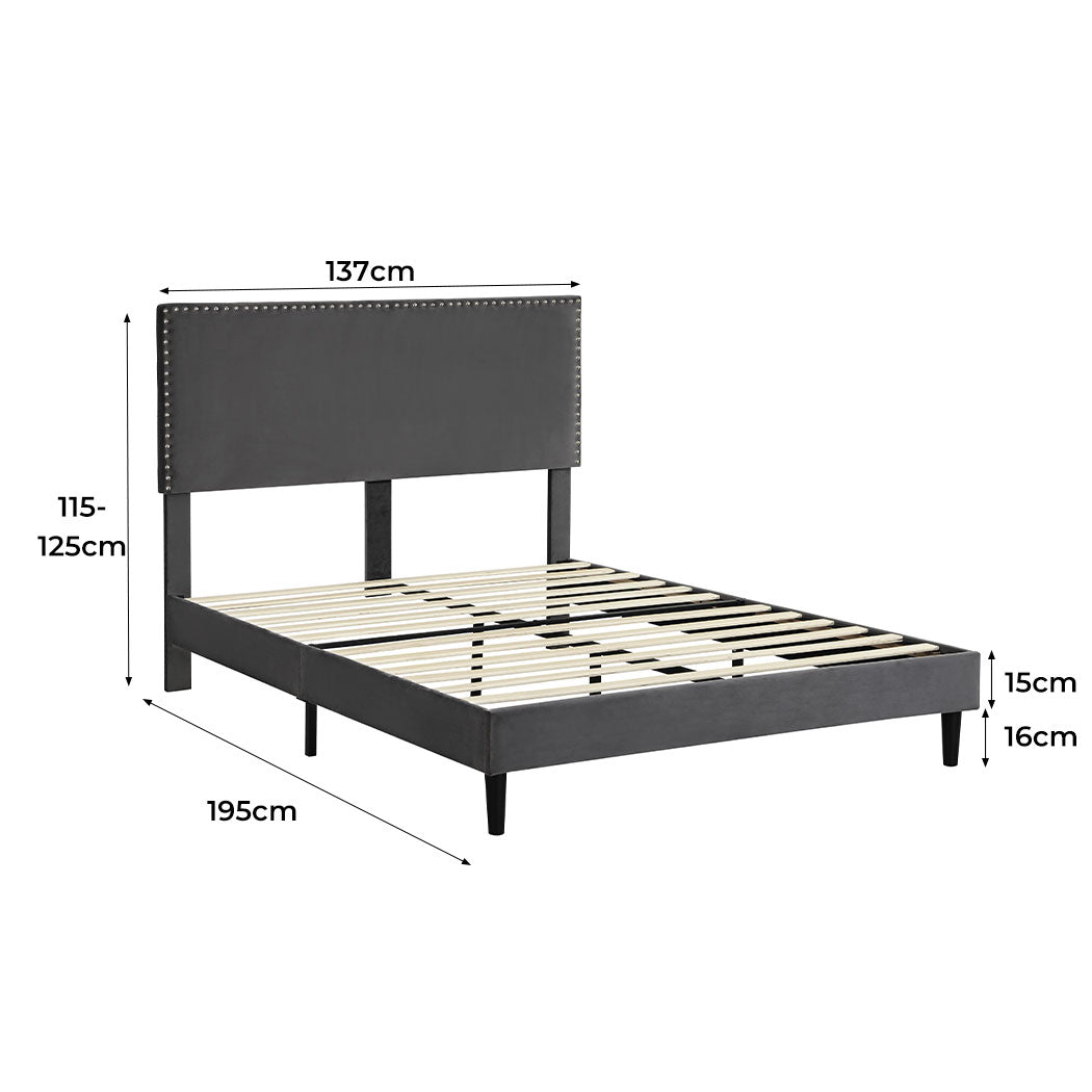 Levede Bed Frame Double Size Mattress Grey-1910113208337829890