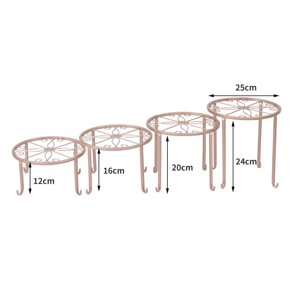 4 x Levede Metal Plant Stand Outdoor Rose Gold-1910112294122164226