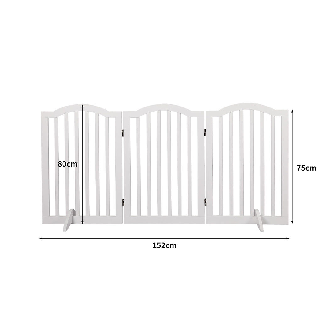 PaWz Wooden Pet Gate Dog Fence Safety Stair Barrier Security Door 3 Panels White