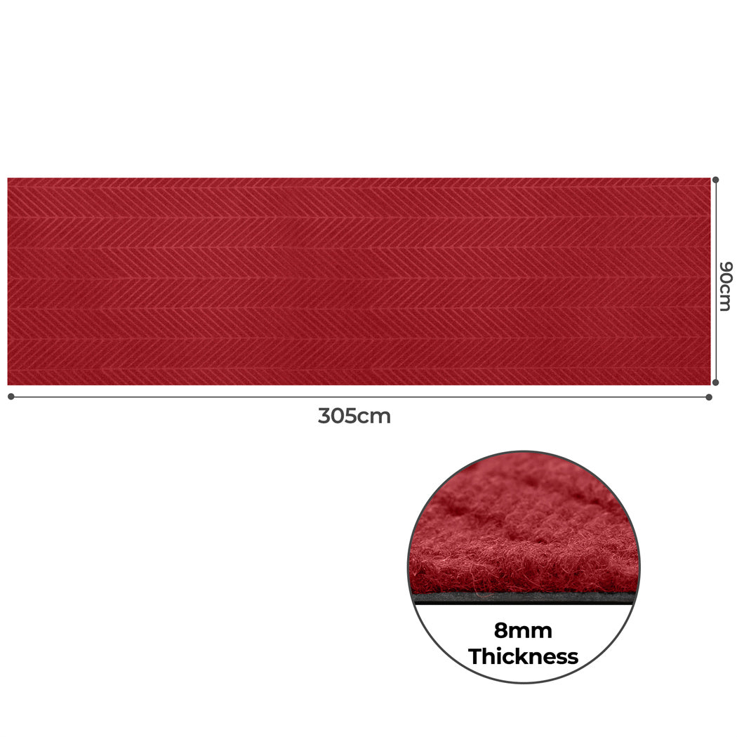 Marlow Extra Large Floor Rug Non Slip 90cm x 305cm Red-1954802463102078978