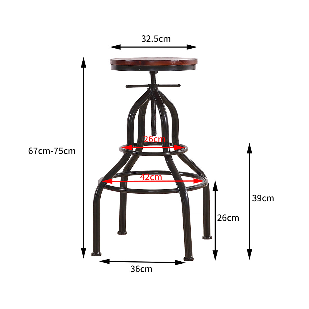 Levede 2x Industrial Bar Stools Kitchen-1910113237244973058