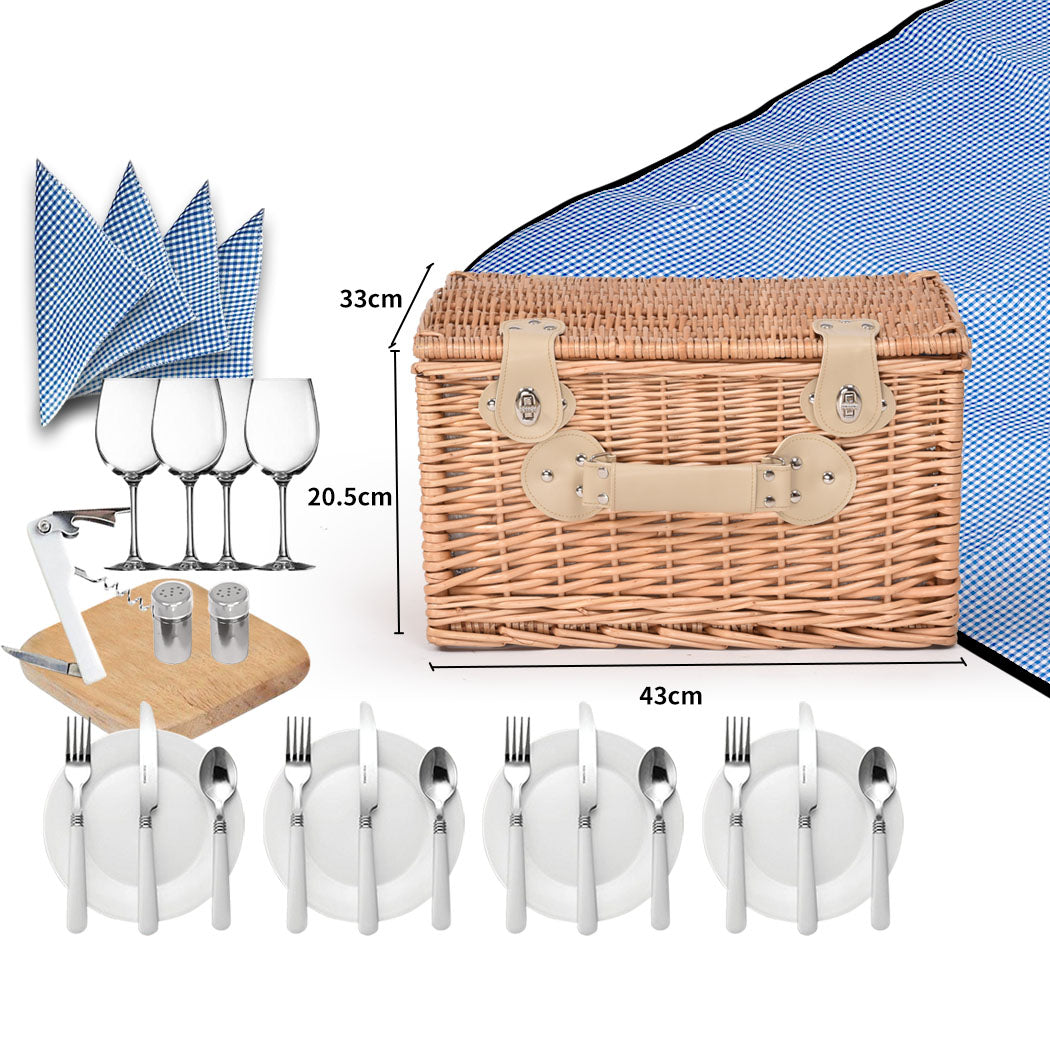 4 Person Picnic Basket Baskets Set Outdoor-1954802336559927298