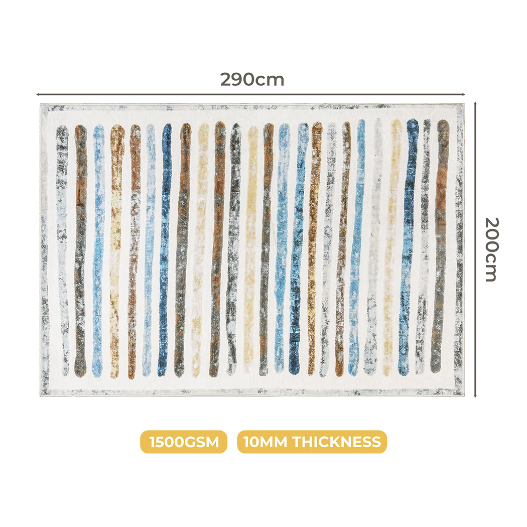 Marlow Floor Rug Short Pile Washable Carpet Soft Plush Non Slip Stripe 200x290-1954802390108606465