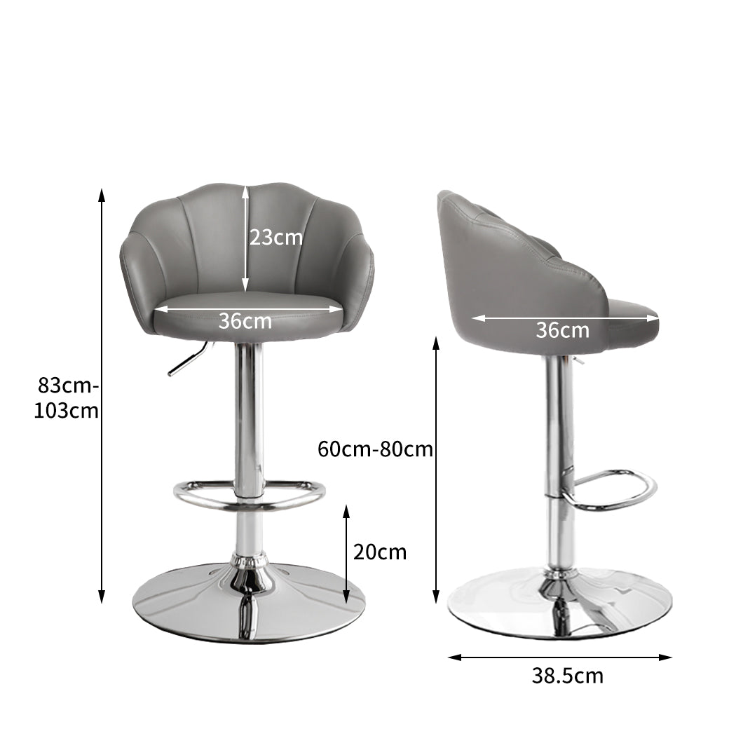 Levede 2x Bar Stools Kitchen Gas Lift Grey-1919892921260314626