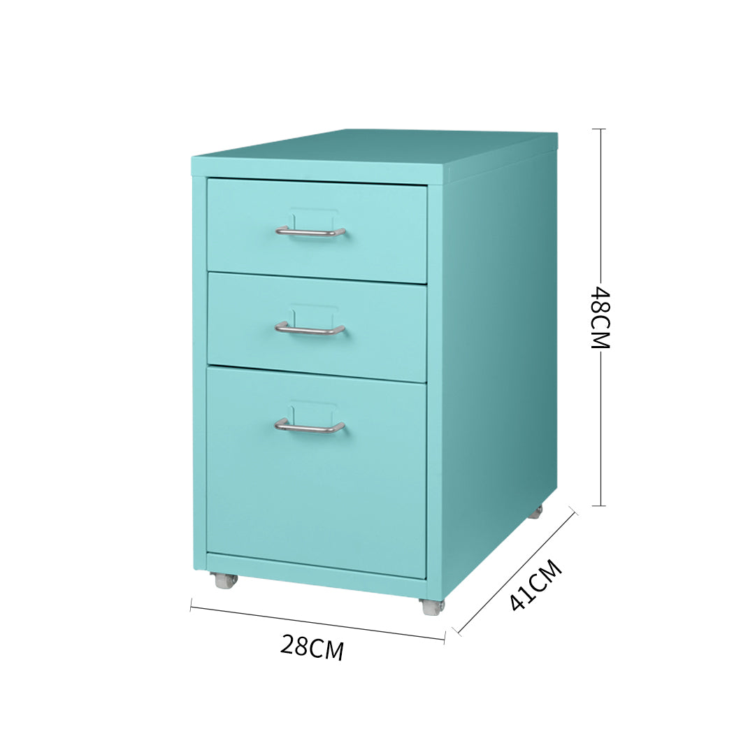 Levede 3 Drawer Office Drawers Cabinet Turquoise-1910113086451355650