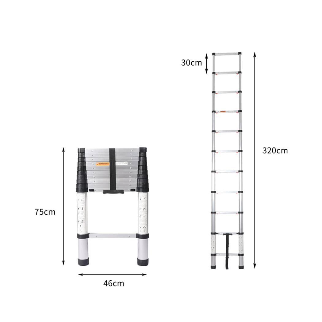 Traderight Telescopic Ladder Slow Down Silver 3.2 Meter-1919892889027088386