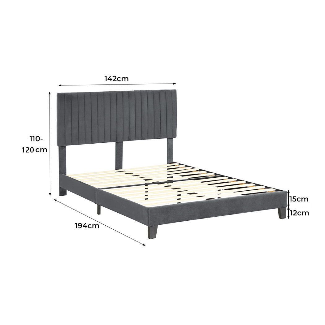 Levede Bed Frame Double Size Mattress Grey-1910113210632114178