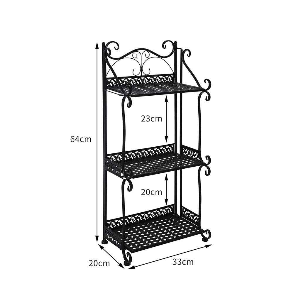Levede Plant Stand 3 Tiers Outdoor Indoor Black-1954802667826057218