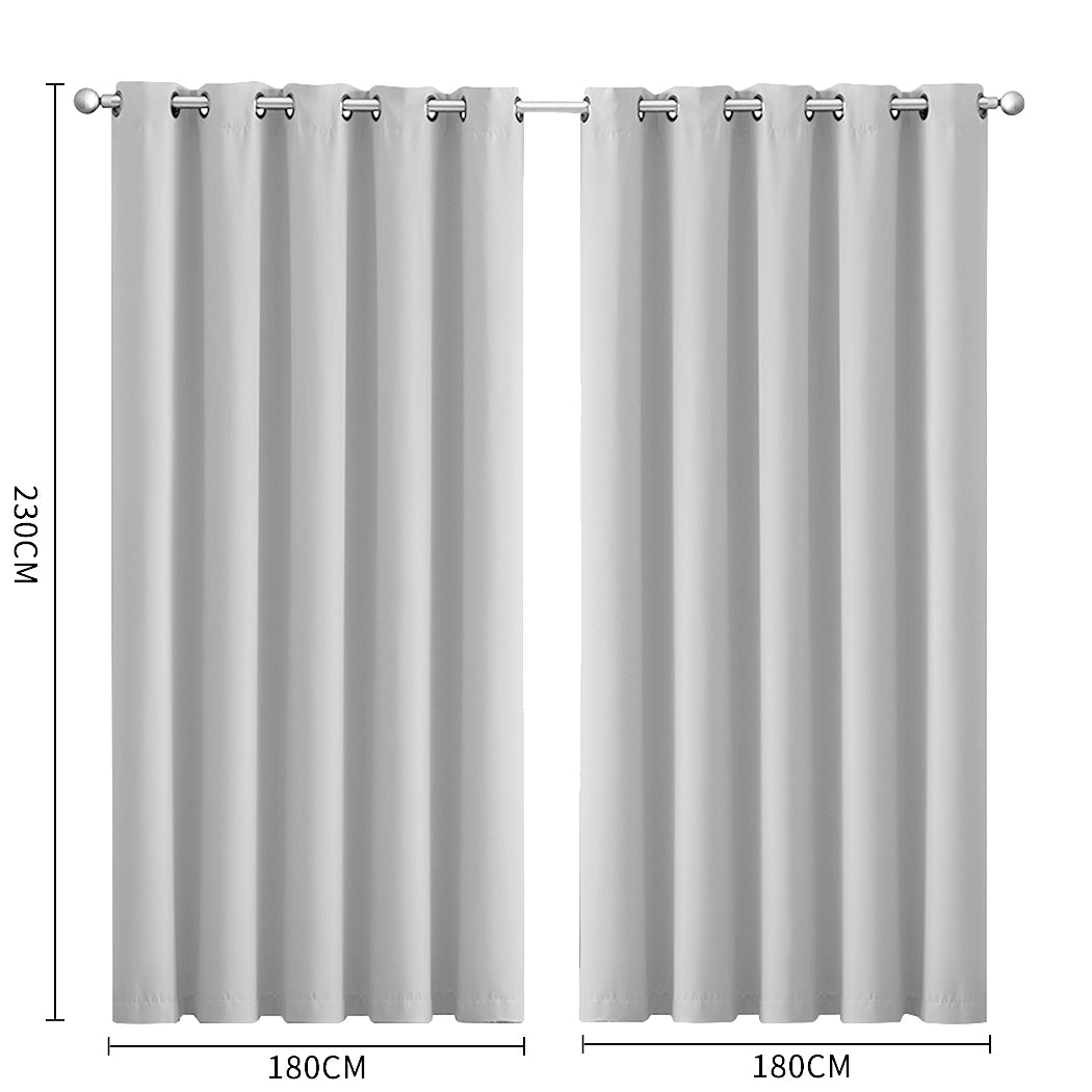 2x Blockout Curtains Panels 3 Layers Grey-1954802971963428865