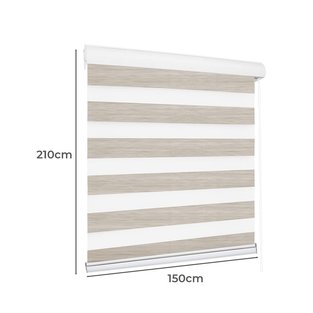 Marlow Blackout Zebra Roller Blind Curtains 150x210 Beige-1954802973397880833