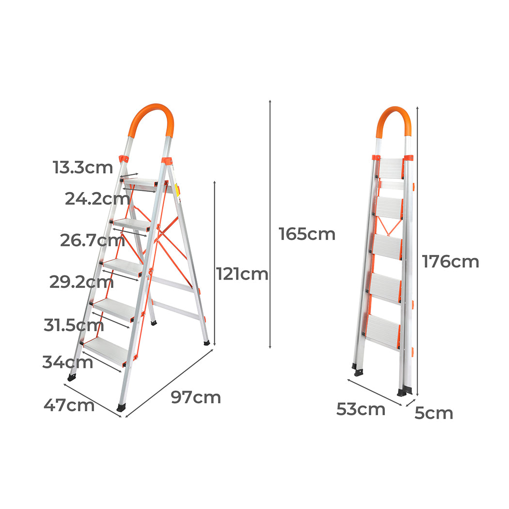 Traderight 5 Step Ladder Folding Aluminium-1910113115907952641