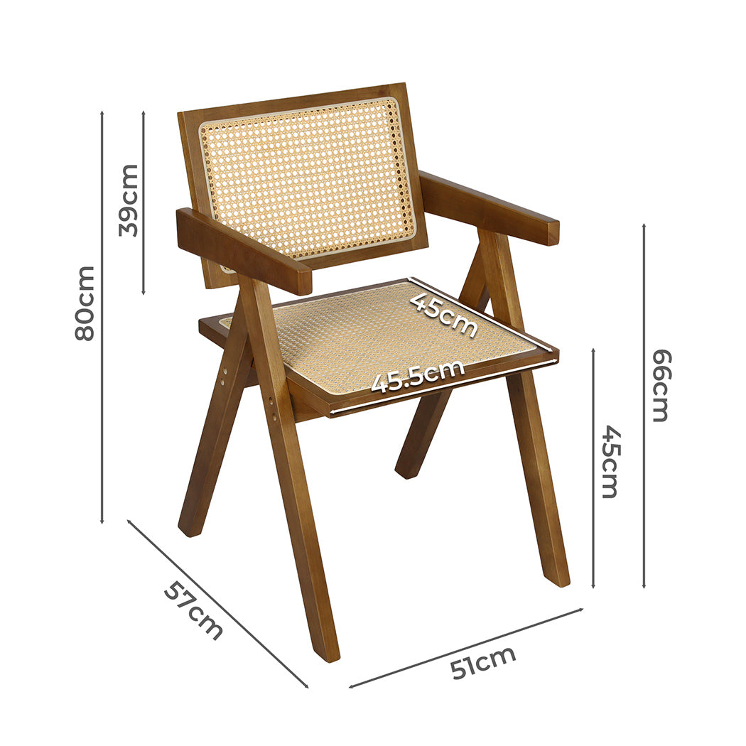 Levede 1x Walnut Wicker Armchair Dining Chair-1910113298267901953