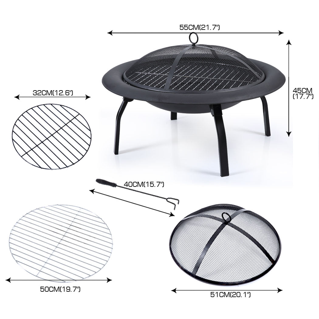 22&quot; Outdoor Fire Pit BBQ Grill Fireplace Small-1954802506416656386
