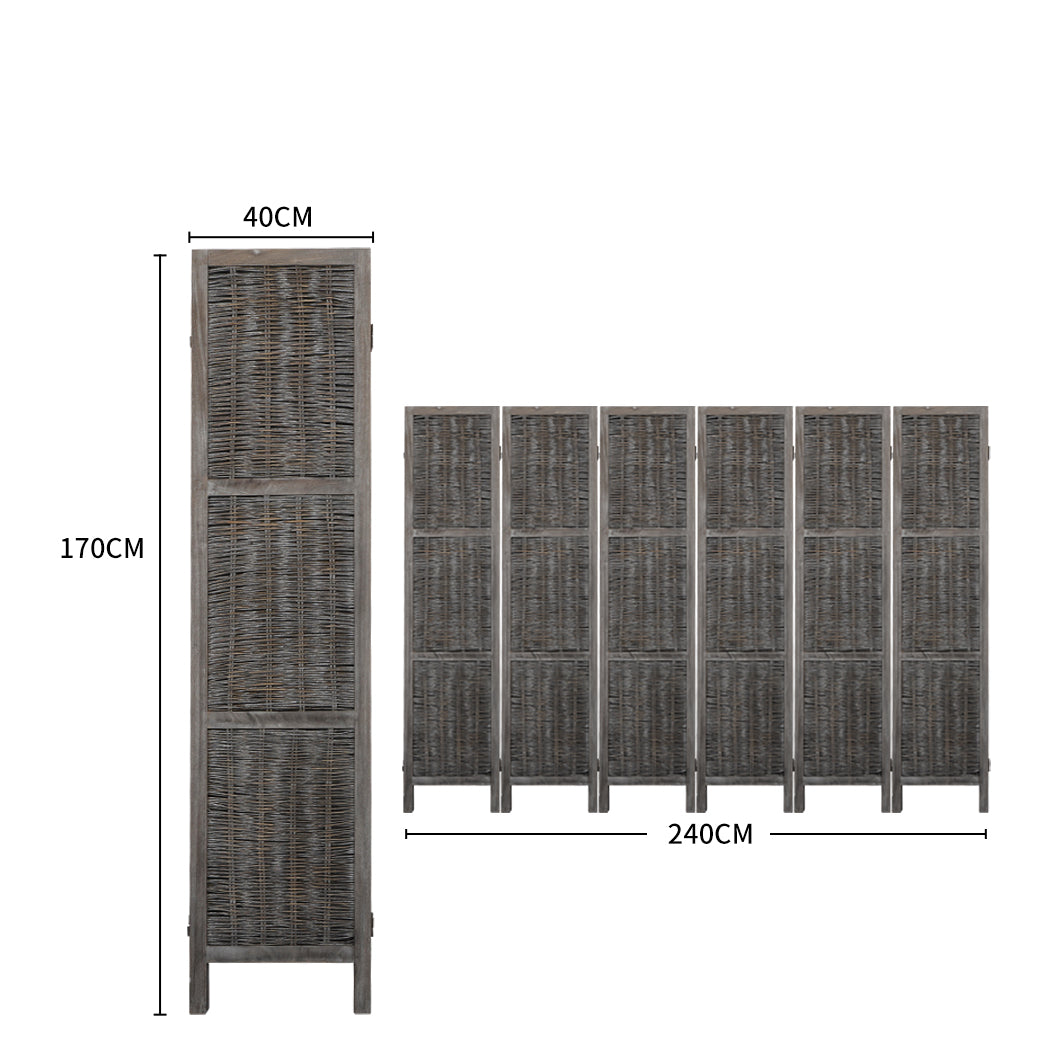 Levede 6 Panels Partition Room Divider Grey-1910112322001702914