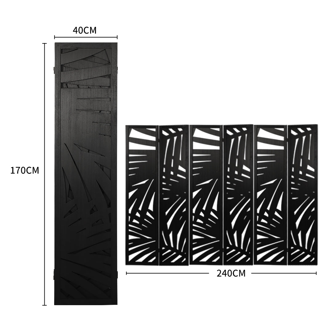 Levede 6 Panel Partition Room Divider Black-1910112322177863682