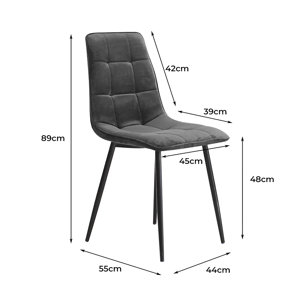 Levede 4x Dining Chairs Kitchen Velvet Grey-1954802984441483265