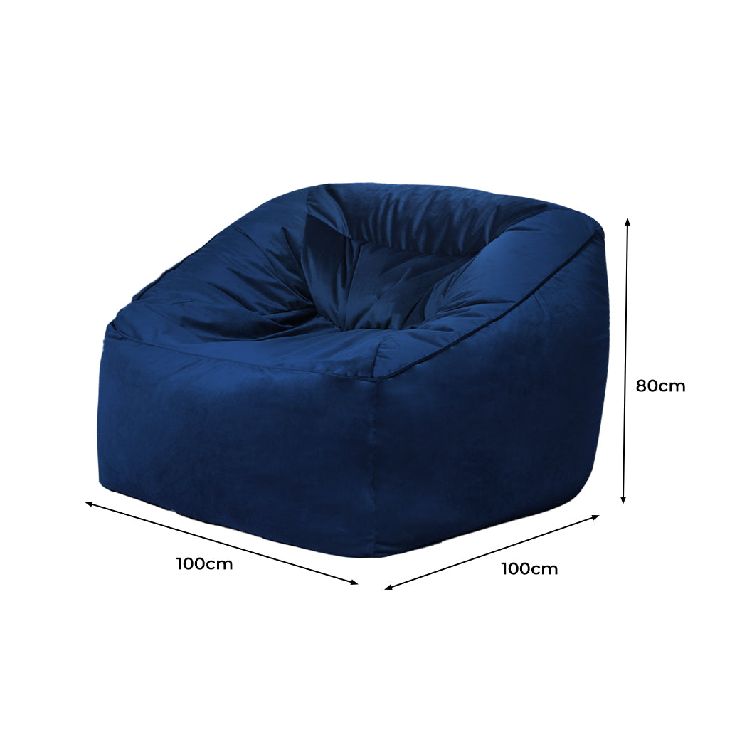 Marlow Bean Bag Chair Cover Soft Velvet Blue-1910113189895475202