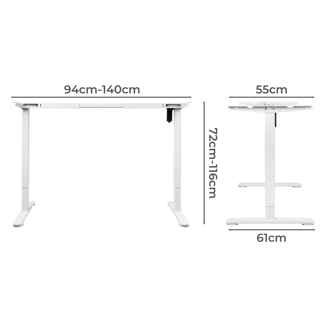 Levede Motorised Standing Desk Frame White Single Motor-1954803014925684737