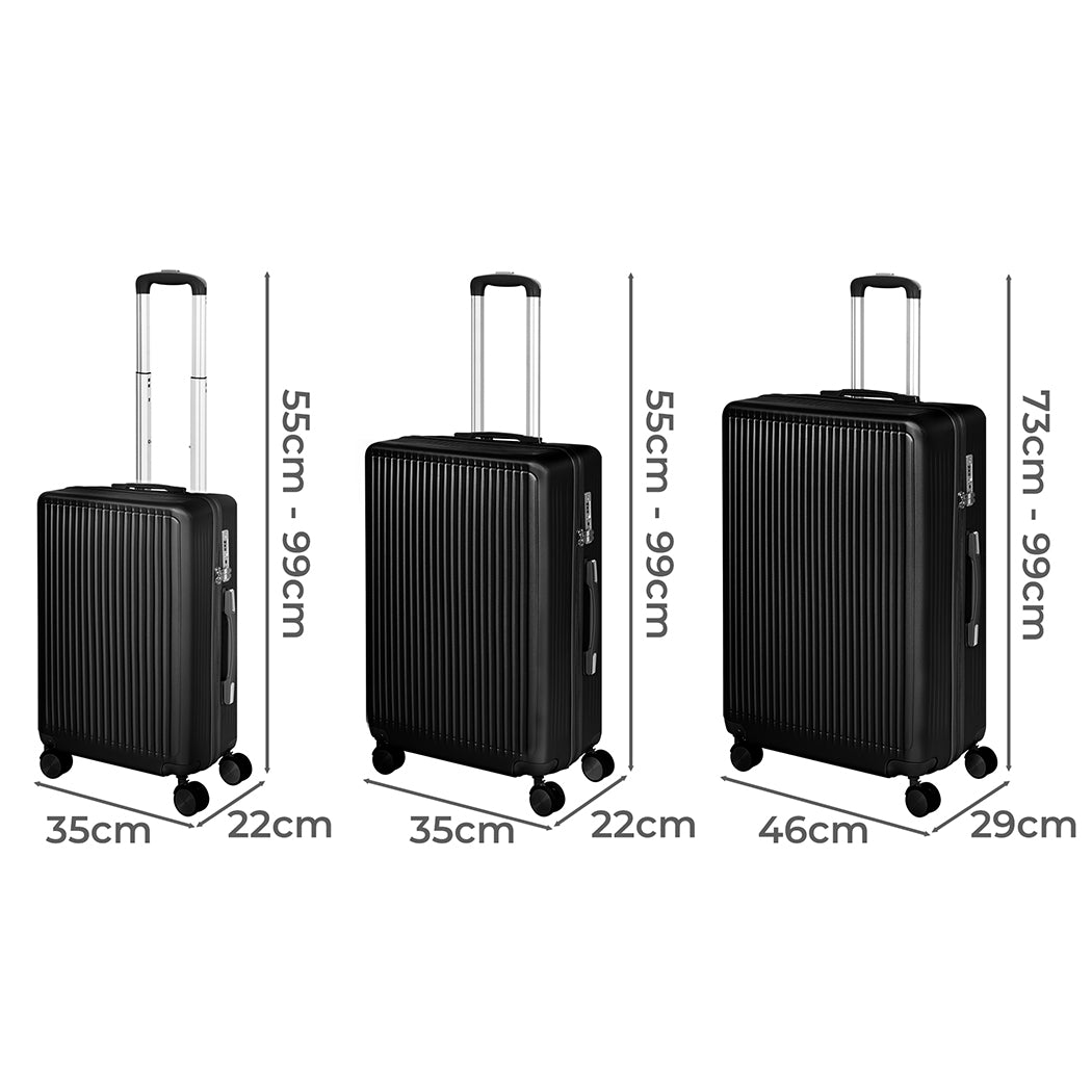 Slimbridge Luggage Suitcase Trolley Black 3pc 20"+24"+28"-1954802820515500034