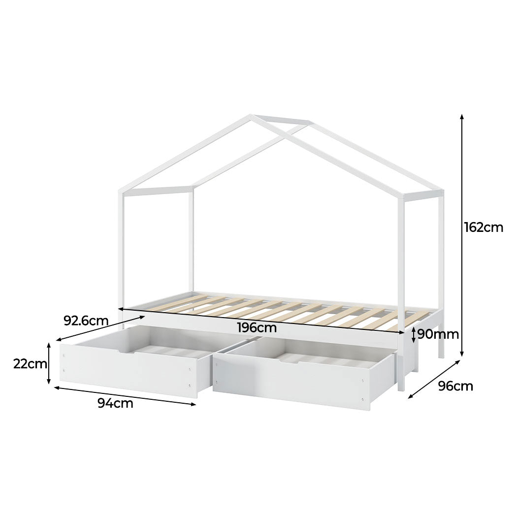 Levede Bed Frame Wooden Single Timber White-1919892912007680002