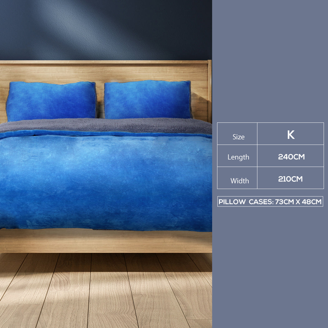 Two-sided Quilt Cover Flannel Bedding Navy King-1910113191774523394