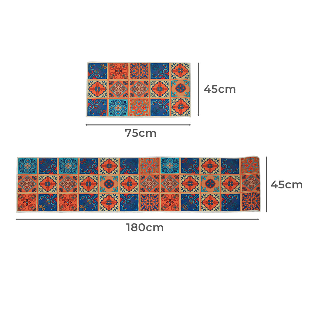 Marlow 2x Kitchen Mat Floor Rugs Area 45x180cm-1910113065505001474