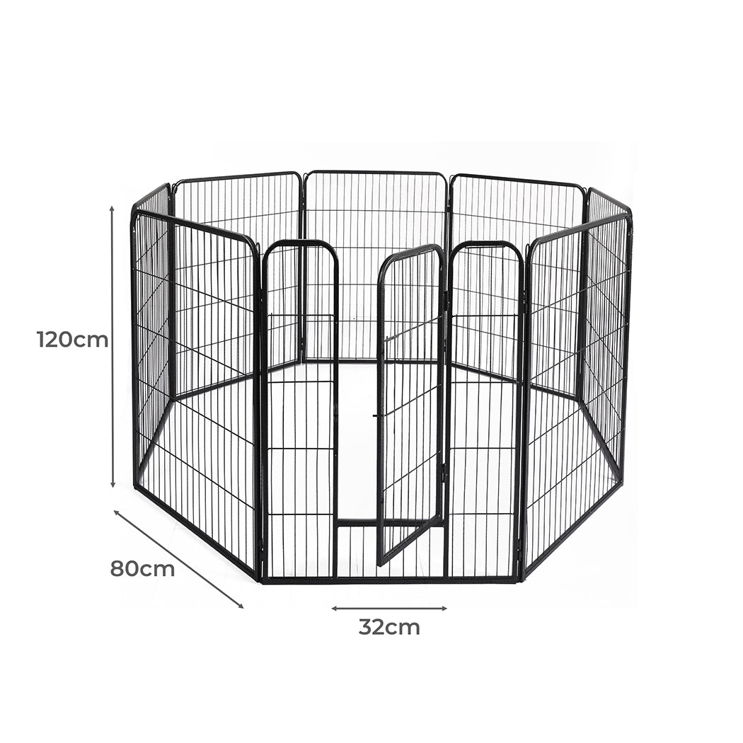 PaWz 8 Panel Pet Dog Playpen Puppy Exercise Black 4kg chicken-1954803024803270658