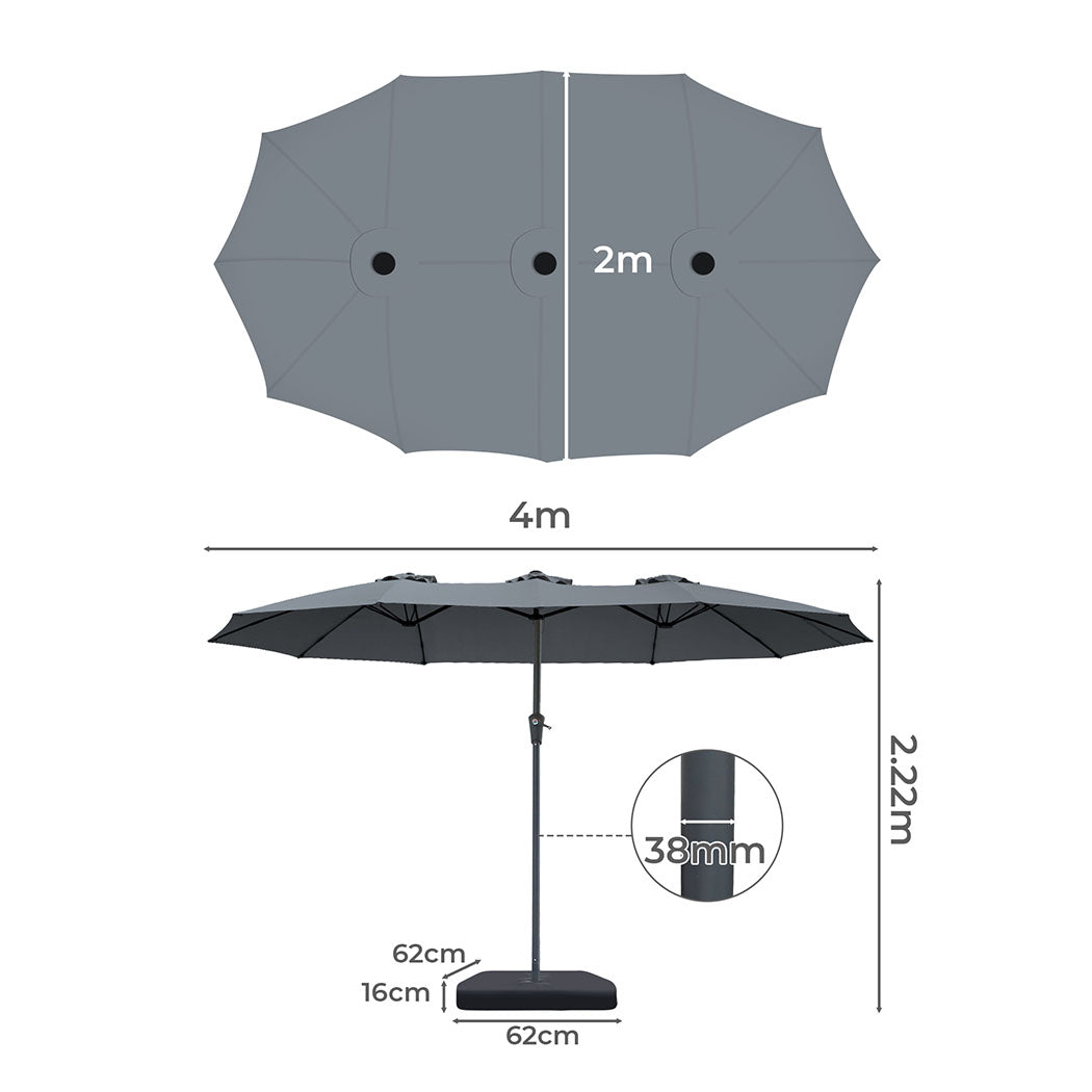 Centra 4M Double-sided Patio Umbrella Outdoor Umbrella Base Stand Grey-1954802422492827649