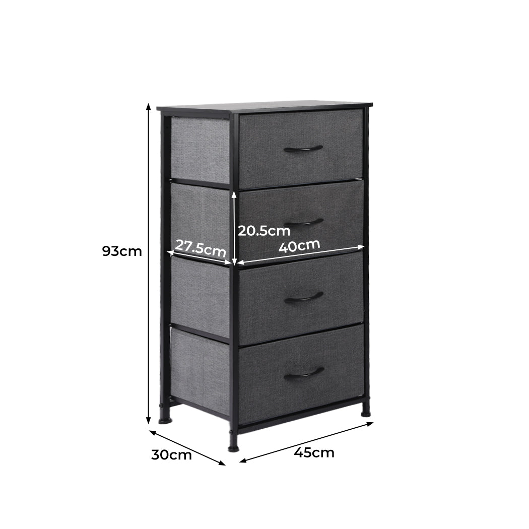 Levede Storage Cabinet Tower Chest Dark Grey-1954802983199969282