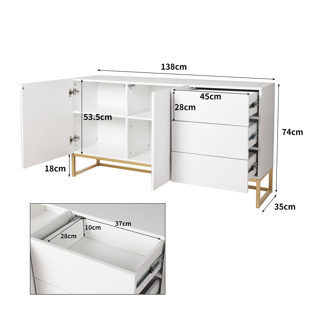 Levede Buffet Sideboard Storage Cabinet White-1954802987947921410