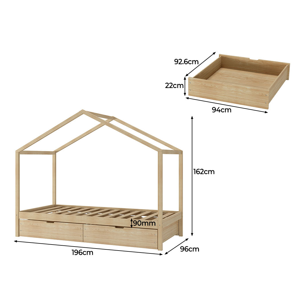 Levede Bed Frame Wooden Single Timber Natural-1919892911835713538