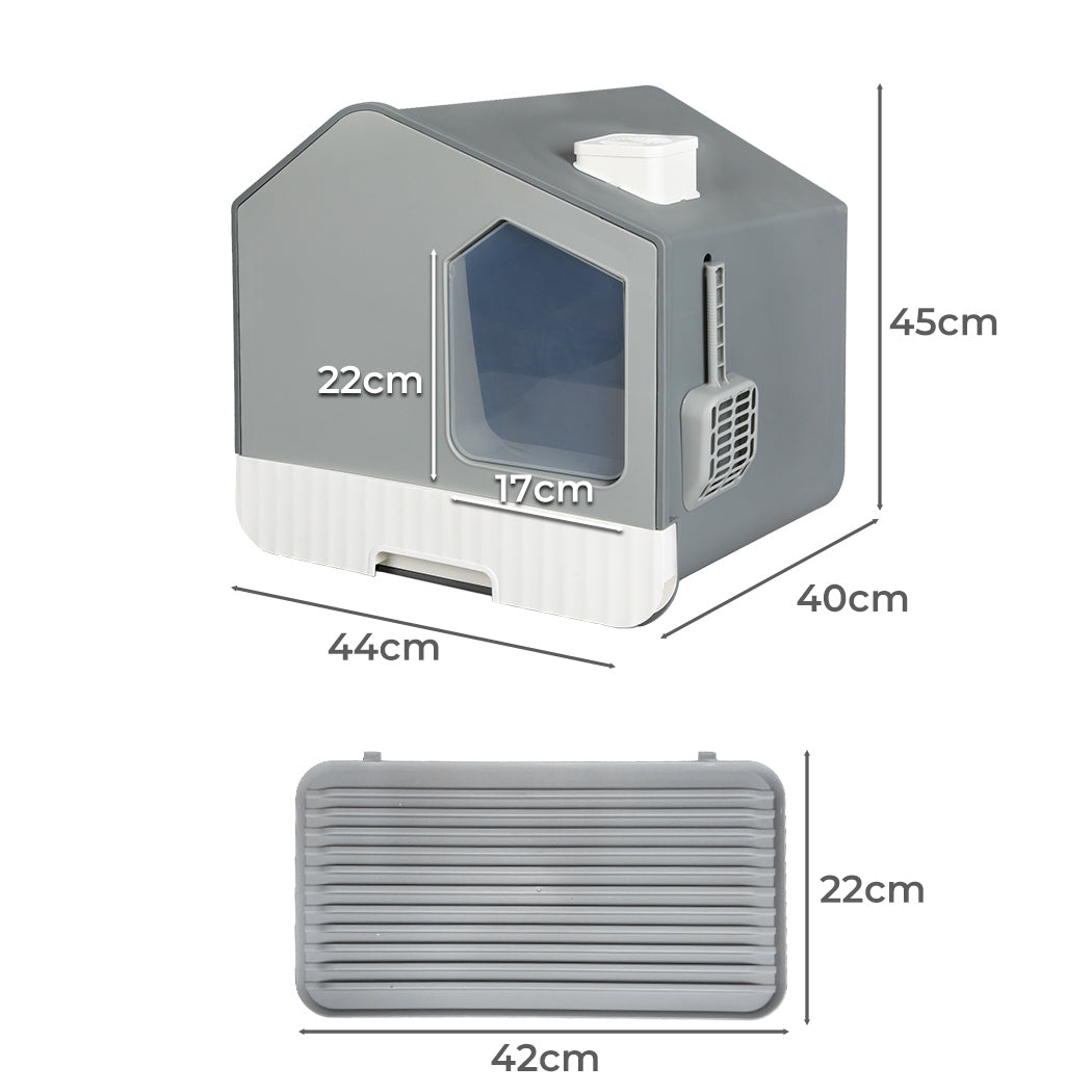 PaWz Fully Enclosed Cat Litter Box Mat Grey-1954802566021910530