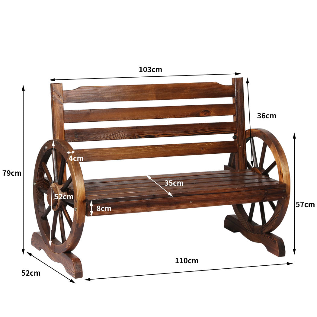 Levede Garden Bench Wooden Wagon Seat Oak-1919892870110777346