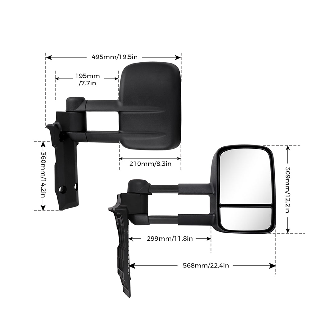 Galvan 2x Extendable Towing Mirrors-1919892841132331010