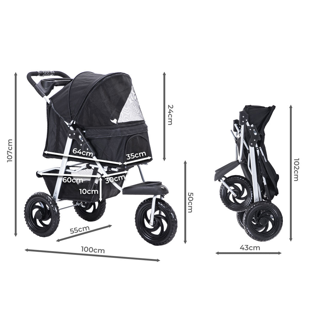PaWz Pet Stroller Pram Dog Carrier Trailer-1910112546212417538