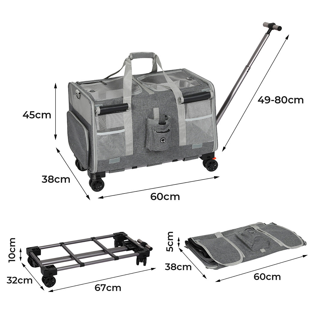 Pawz Pet Carrier 4 Wheel Portable Rolling Foldable-1954802466788872194
