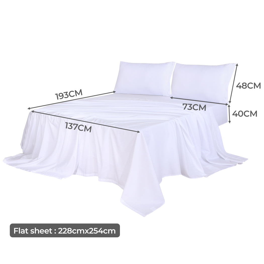 Dreamz 4pcs Double Size 100% Bamboo Bed Sheet Set in White Colour-1954802919341690882