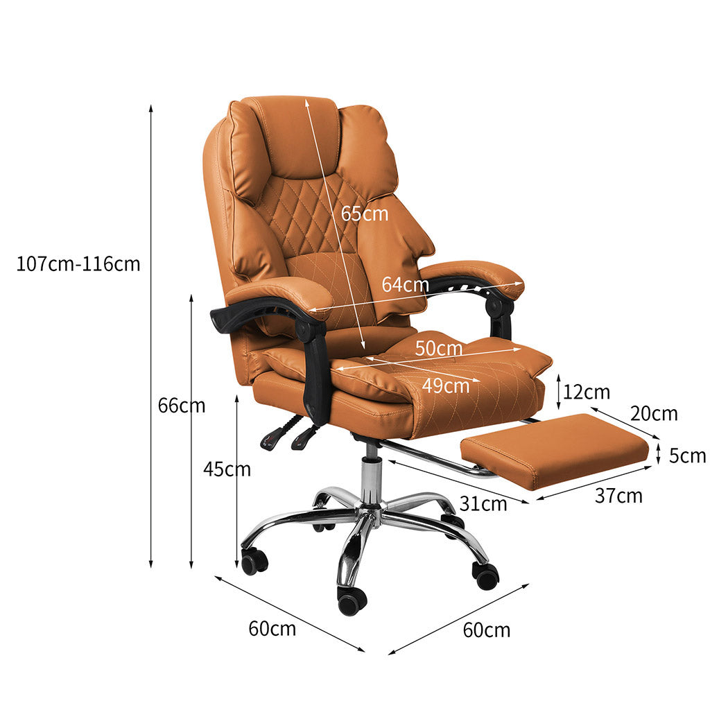 Levede Gaming Chair Office Computer Brown Footrest-1954802890916892674