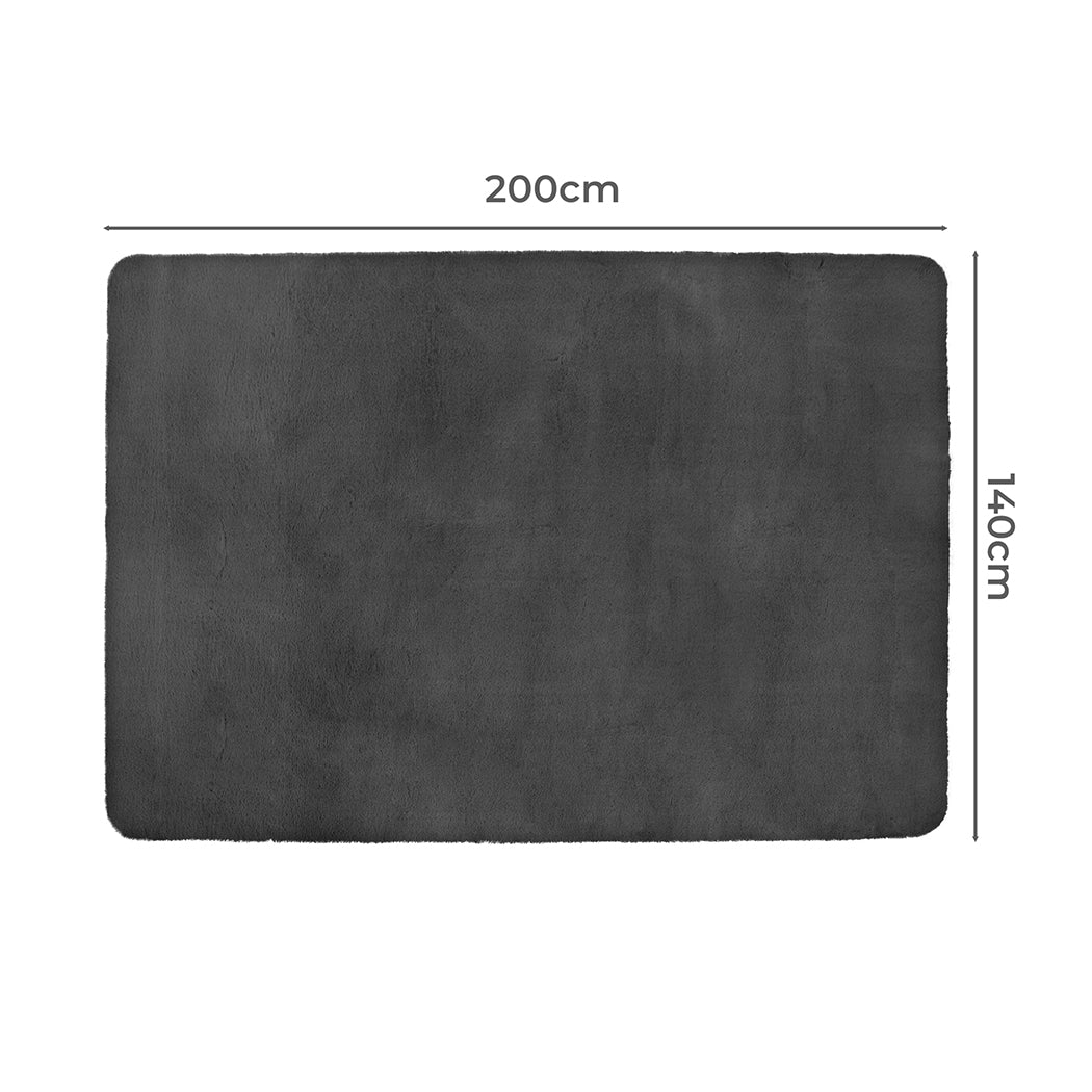 Marlow Floor Rugs Area Rug Fluffy Faux 140X200CM Grey-1919892882202955778