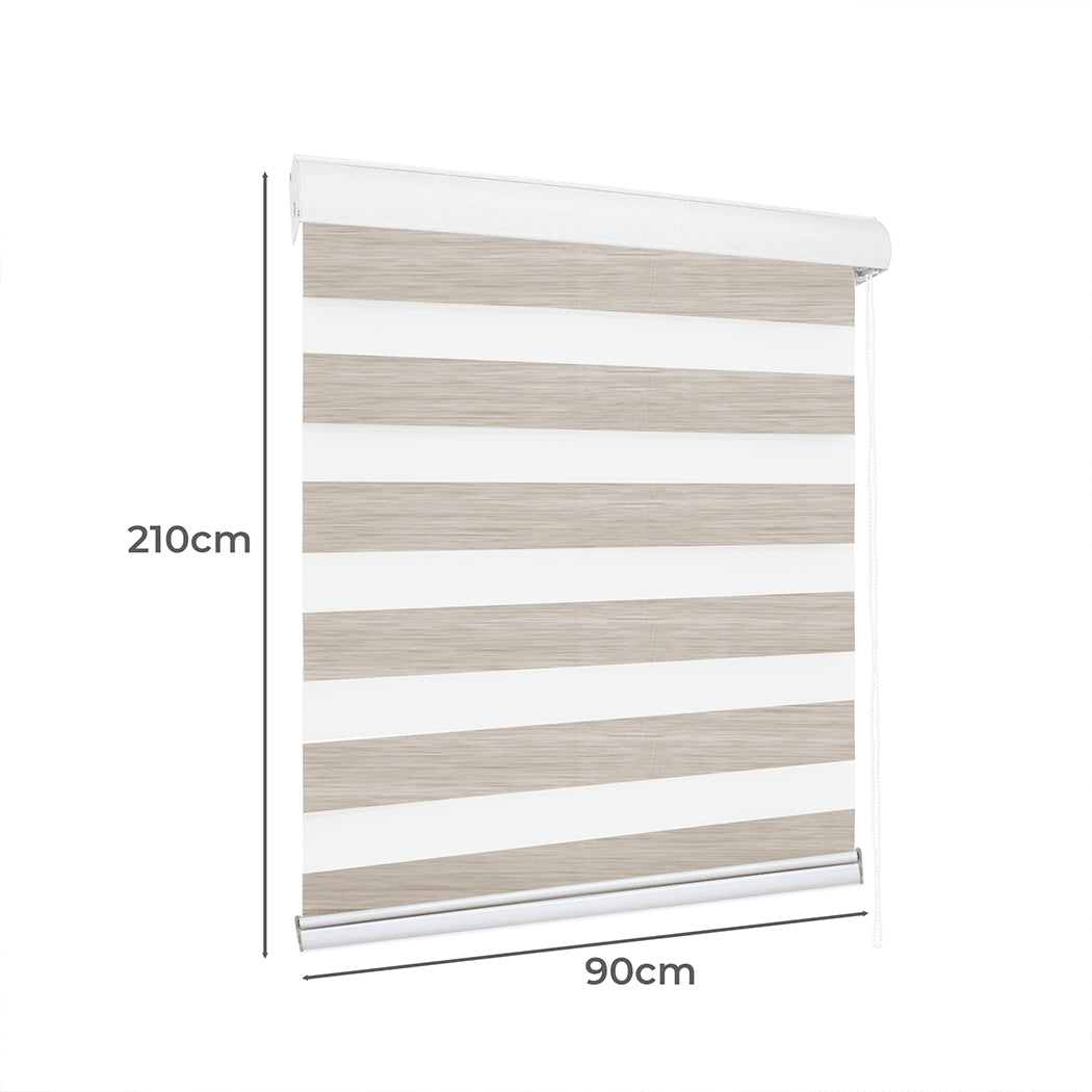 Marlow Blackout Zebra Roller Blind Curtains 90x210 Beige-1910113279204790273