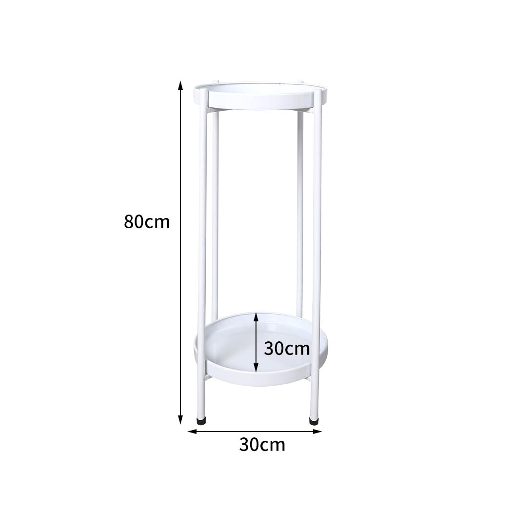 Levede 2 Tiers Plant Stand Outdoor Indoor White Large-1910112295040716802