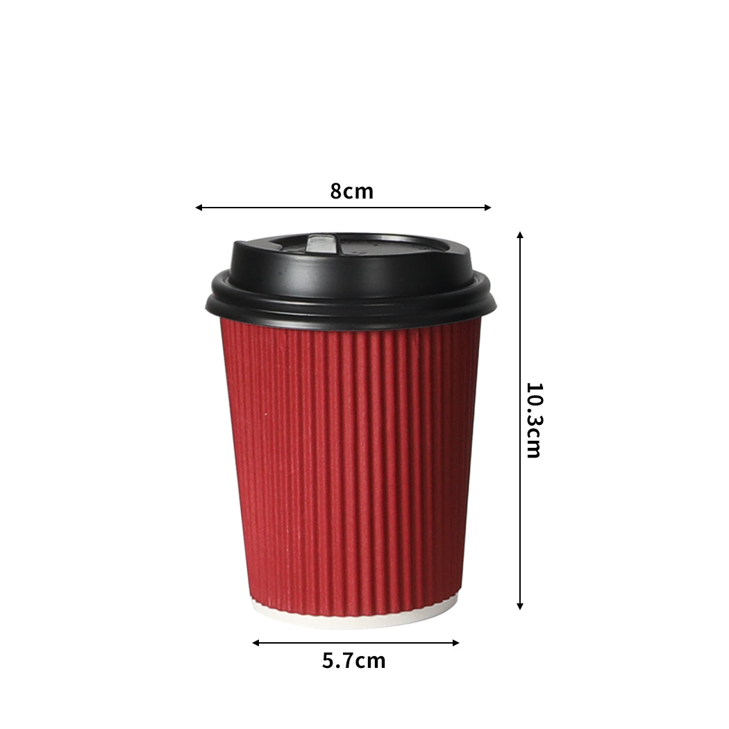 100 Pcs 8oz Disposable Takeaway Coffee Red-1910113171667030018