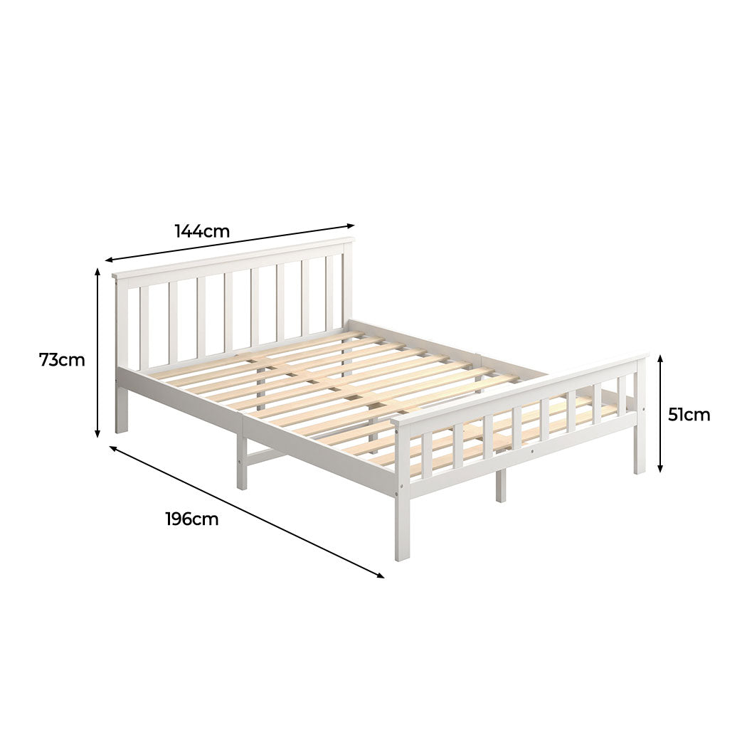 Levede Wooden Bed Frame Double Size White-1910113205905133570