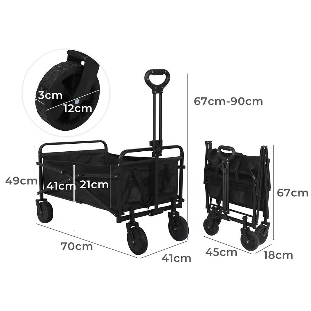 Lambu Garden Trolley Cart Foldable Picnic Black-1910112310475755522