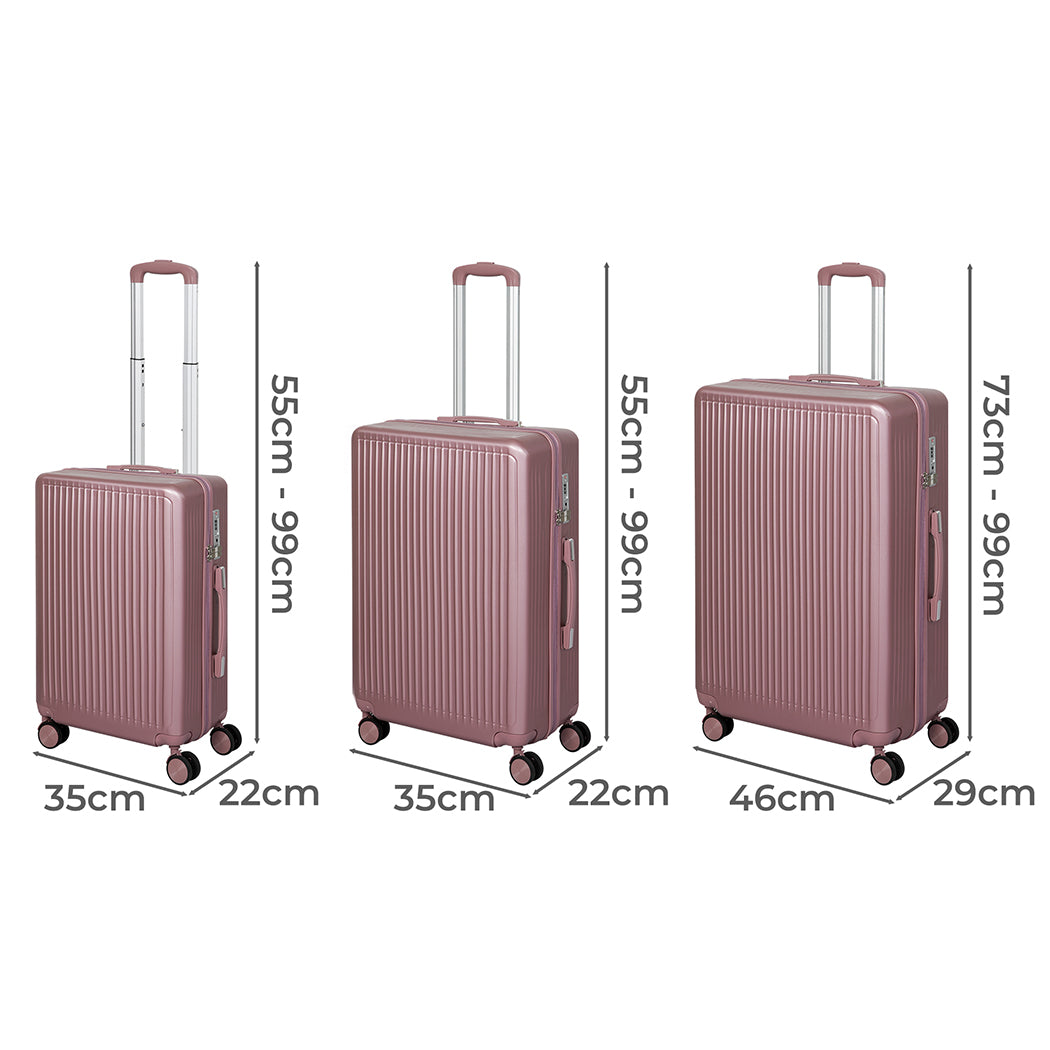 Slimbridge Luggage Suitcase Trolley Rose gold 3pc 20"+24"+28"-1910112845224349698